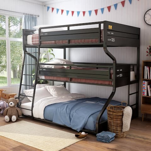 Furniture of America Stelle Black Full over Twin over Queen Bunk Bed