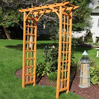 Sunnydaze Wooden Garden Arbor Trellis Arch for Plants - Outdoor Archway ...