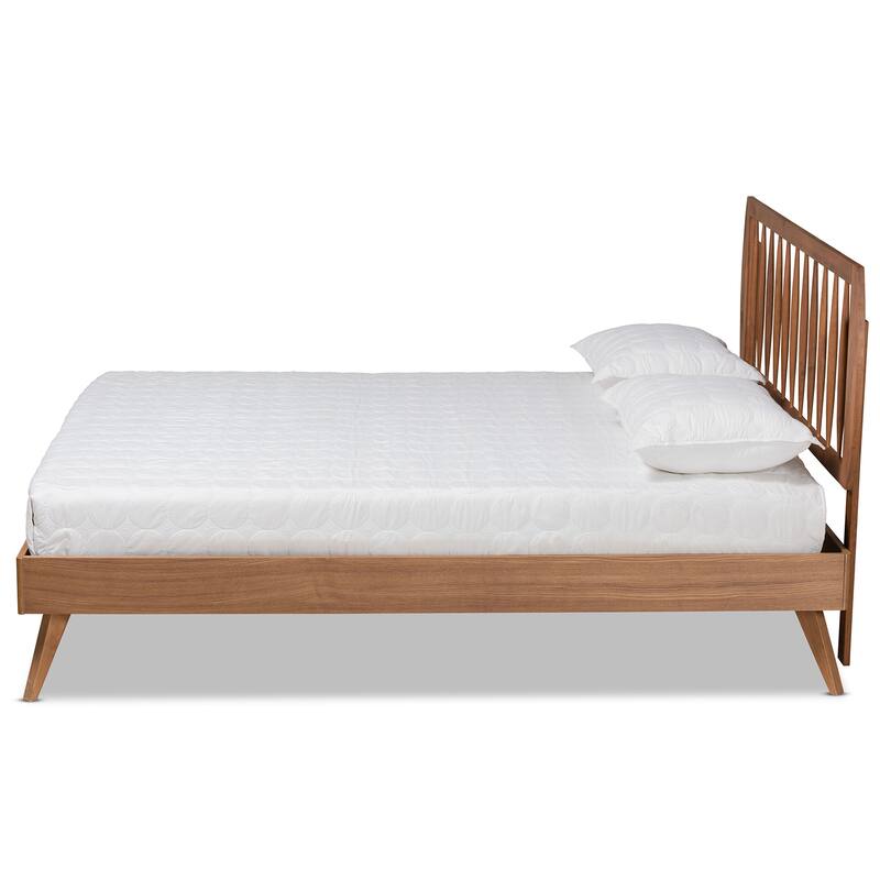 Emiko Modern and Walnut Brown Finished Wood Platform Bed