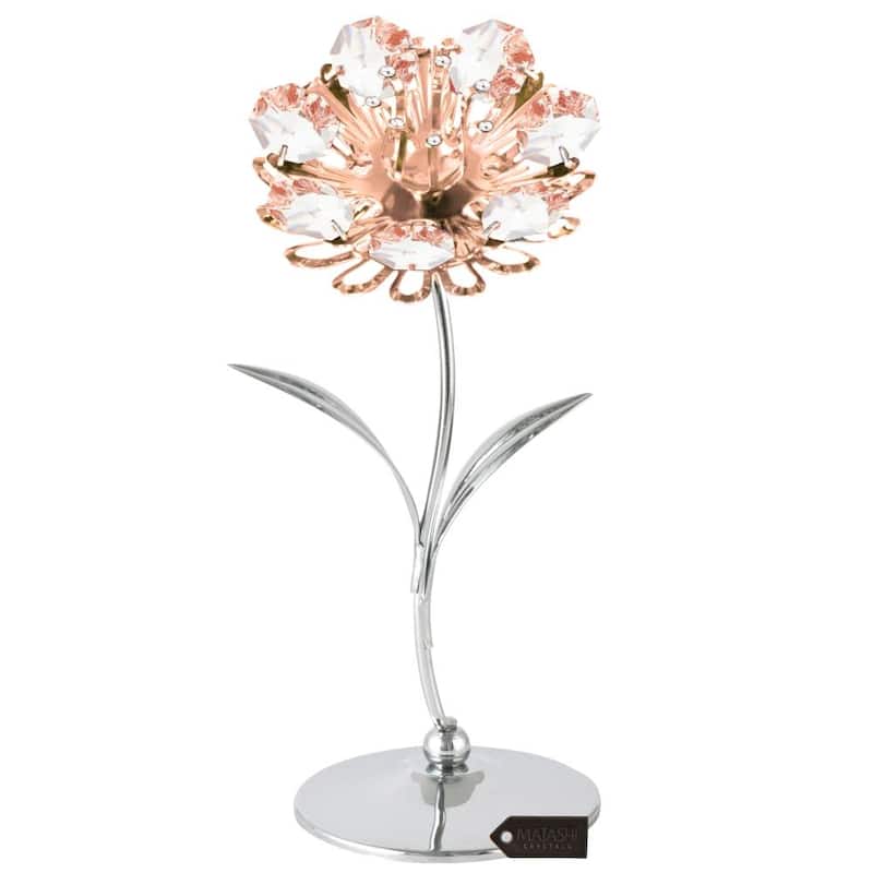 Matashi Chrome and Rose Plated Crystal Studded Sunflower Figurine - N/A