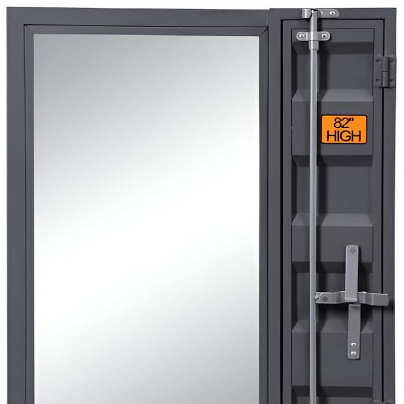 HomeRoots 32" Gunmetal Metal Framed Mounted Dresser Mirror - 26' X '32' X '4