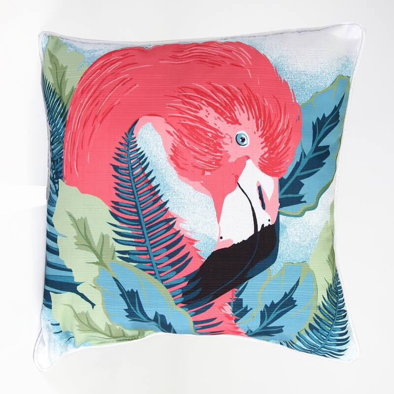 18" x 18" Indoor Throw Pillow - Multicolor Flamingo