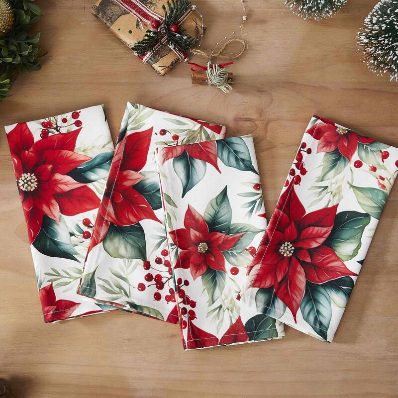 Avanti Poinsettia Set of 4 Napkins