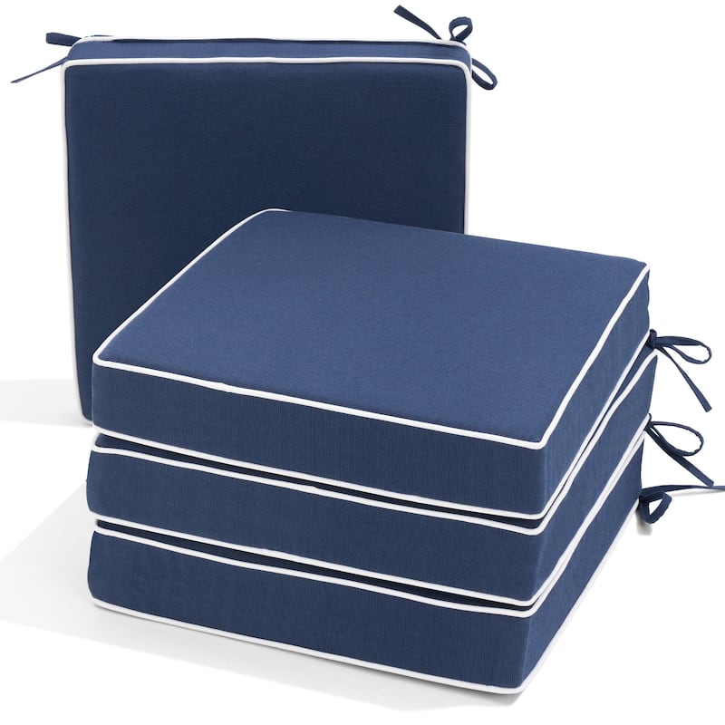 Indoor Outdoor Dining Chair Cushion Set of 2/4 Patio Chair Seat Pad - 4-Piece - Navy Blue, 4-Piece