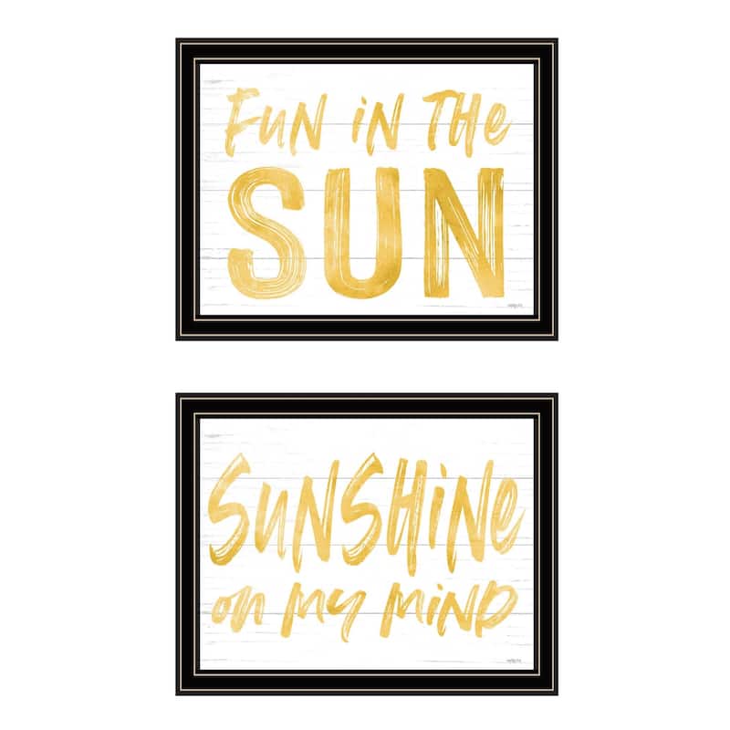 Trendy Decor 4U "Fun in the Sun-Sunshine on my Mind" Printed Framed Wall Art by Lettered & Lined - Multi - 18 x 14
