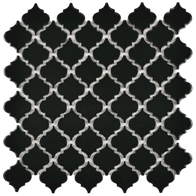 Merola Tile Hudson Tangier Glossy Black 12-3/8" x 12-3/8" Porcelain Floor and Wall Tile