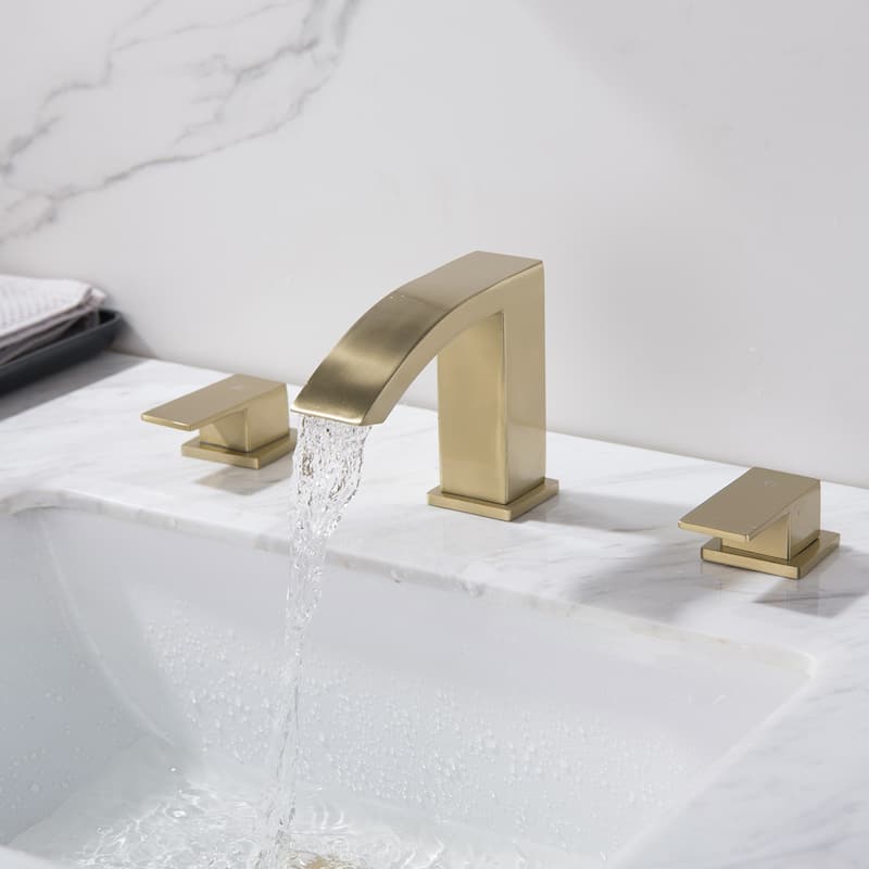 Widespread Bathroom Sink Faucet Dual Handle 3-Hole Basin Mixer Taps