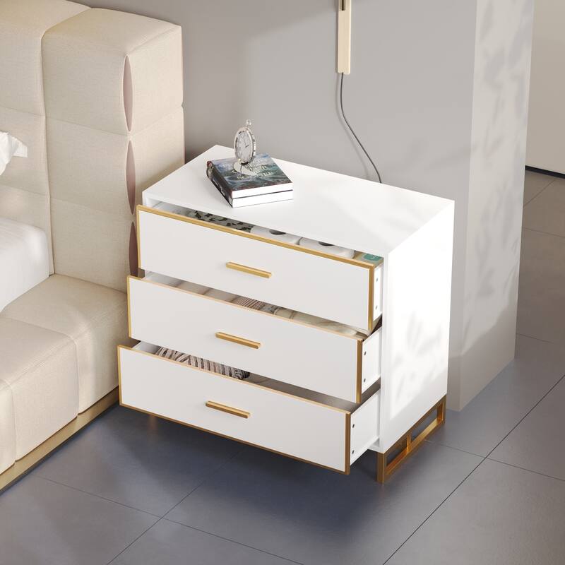Luxurious Black and Gold Storage Cabinet Nightstand: Modern Design, Ample Storage & Practical Features