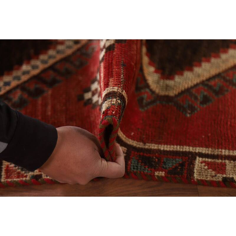 Hand Knotted Oriental 100% Wool Carpet Traditional Tribal Red Lori Runner Rug - 8' 10'' X 4' 5''