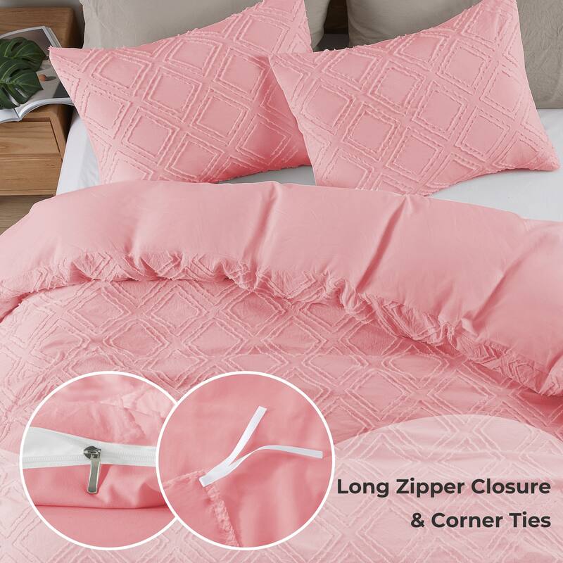 Clipped Jacquard Geometric Duvet Cover & Pillowcase Set
