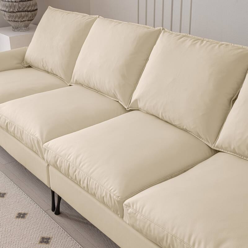 104.5" Modern Technical leather L Shaped Sofa with Convertible Ottoman,Living Room L Shaped Couch