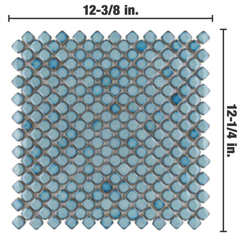 Merola Tile Hudson Diamond Marine 12-1/4" x 12-3/8" Porcelain Floor and Wall Tile