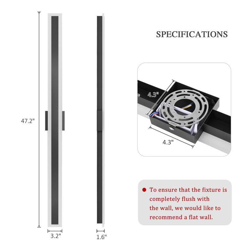 Outdoor Linear Integrated LED Wall Sconce Light Fixture with Bracket