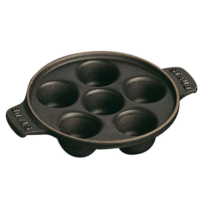 Staub Cast Iron 5.75-inch Escargot Dish with 6 holes - Matte Black - Matte Black - 5.75-inch