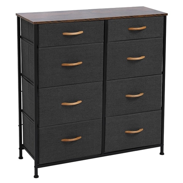 slide 6 of 6, 4-Tier Storage Tower with Steel Frame and 8 Fabric Bins Drawers