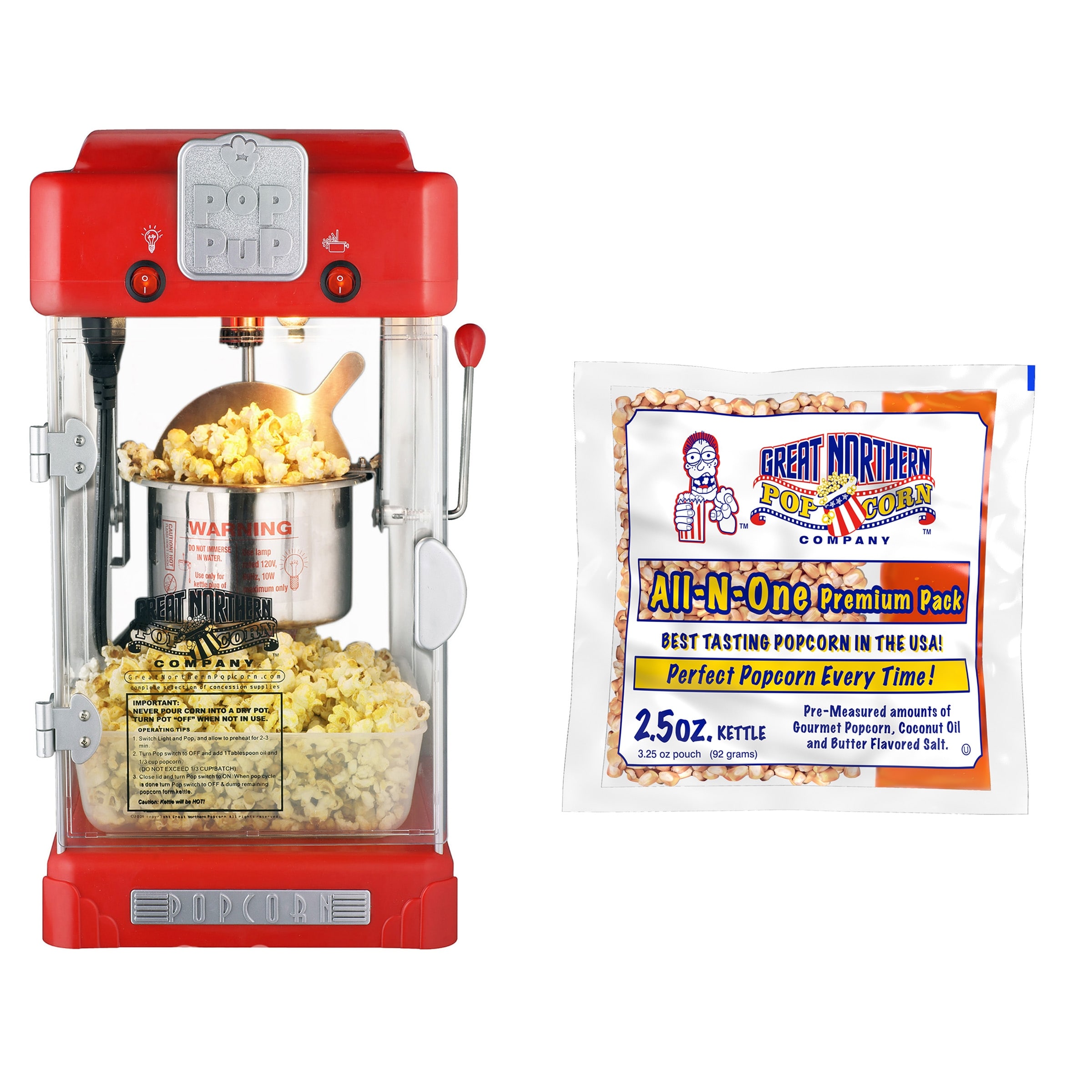 Great Northern Popcorn Red 6 oz. Ounce Foundation Old-Fashioned Movie  Theater Style Popcorn Popper