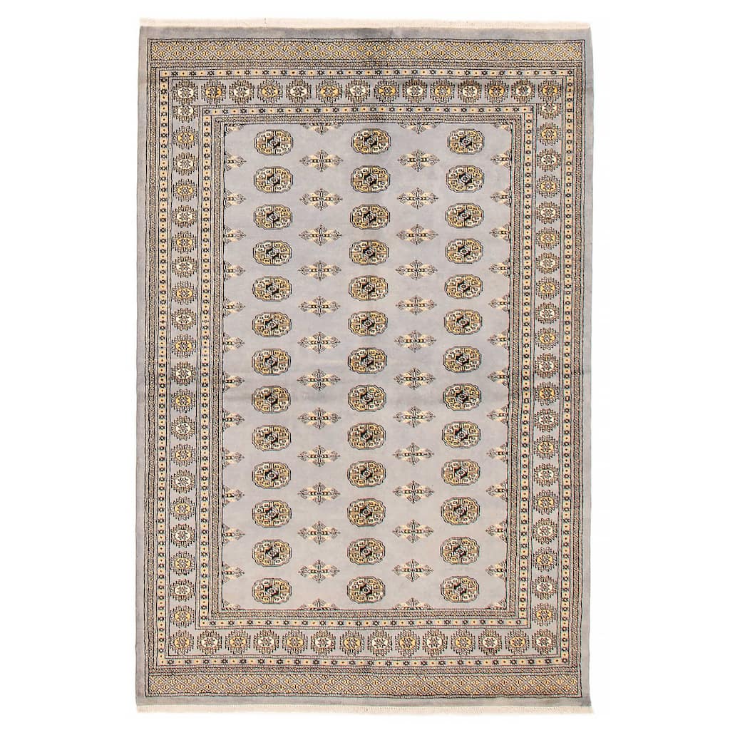 Finest Peshawar Bokhara Grey Rug 5'8" x 8'3" - 5'8 x 8'3