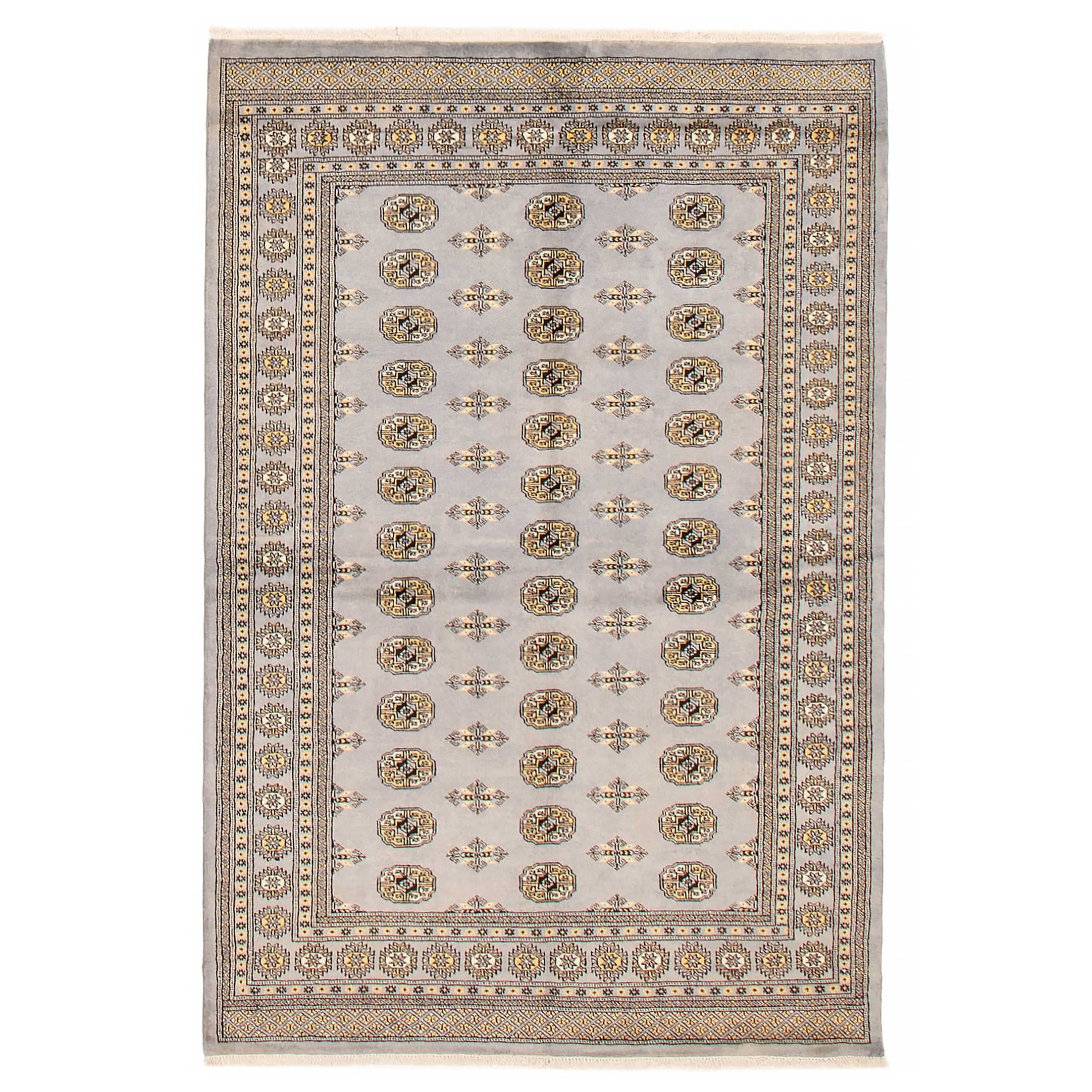 Finest Peshawar Bokhara Grey Rug 5'8" x 8'3" - 5'8 x 8'3