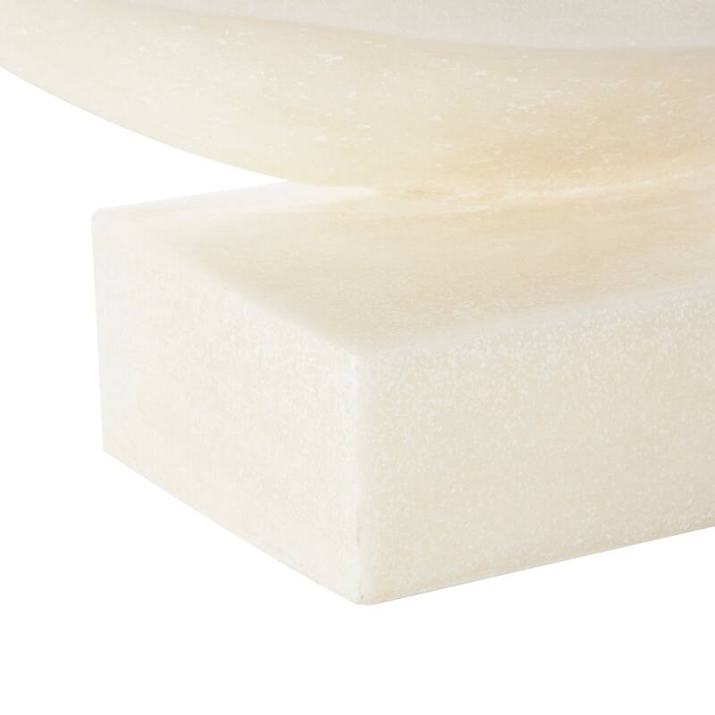 White Polystone Twisted Wave Abstract Decorative Sculpture with Elevated Base