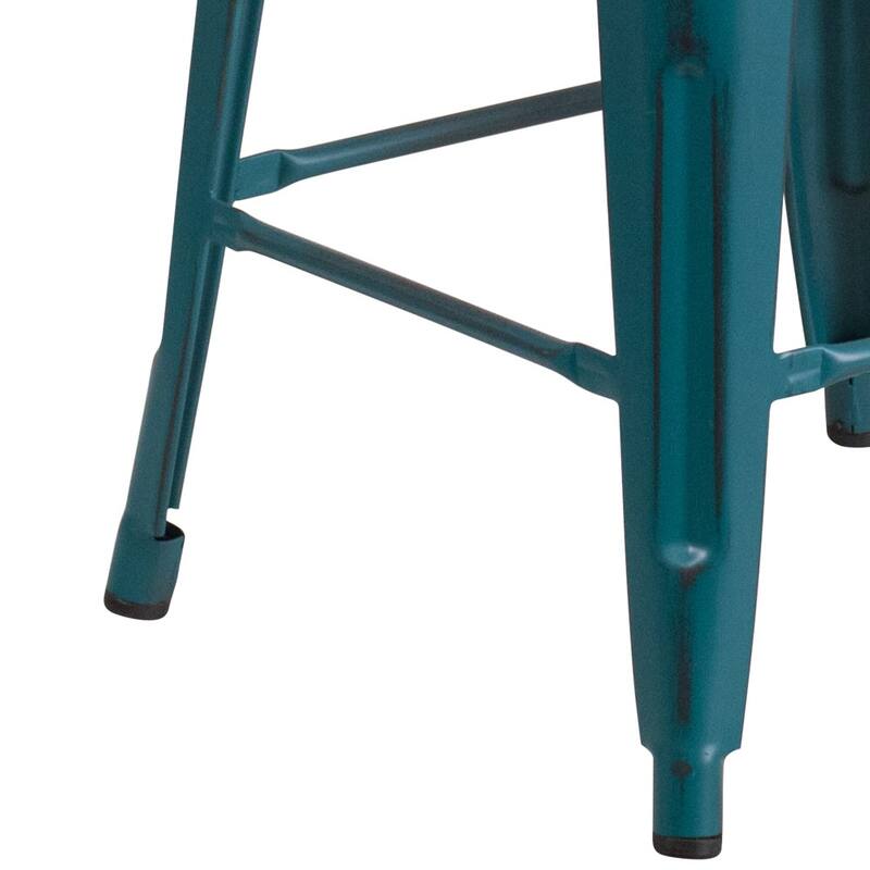 4 Pack 24" High Backless Distressed Metal Indoor-Outdoor Counter Height Stool