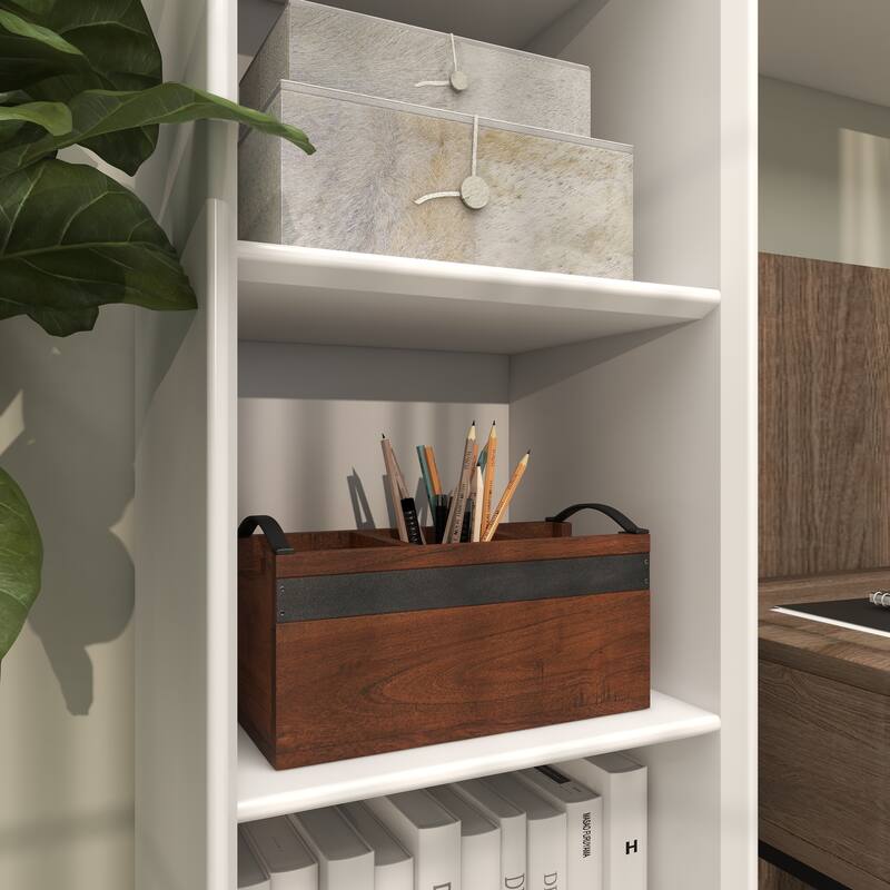 Modern Mango Wood 3 Section Tray with Black Metal Handles - Brown or Beige