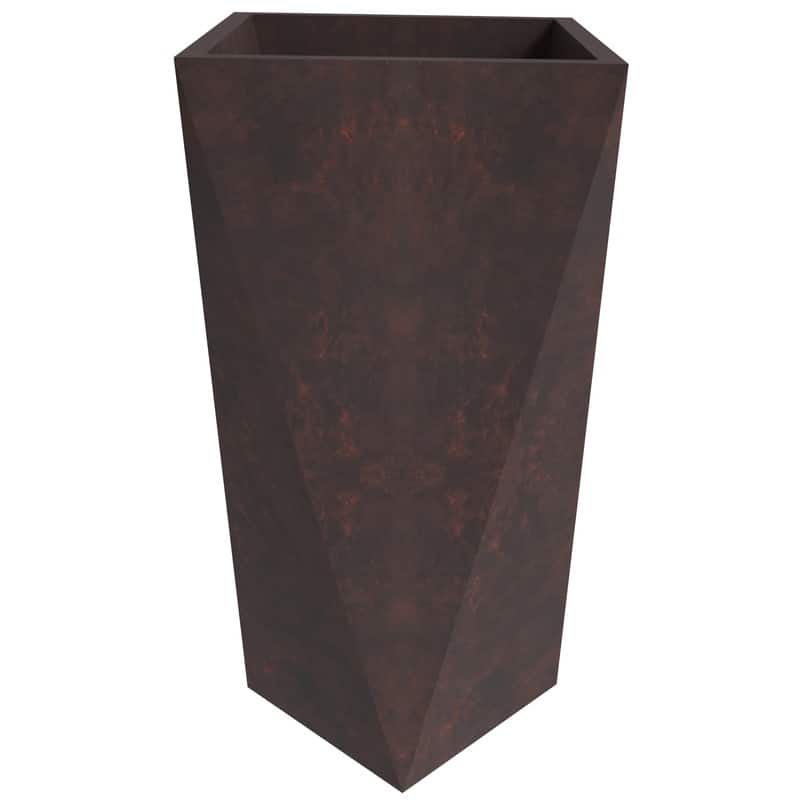 Aloe Fiberstone & MGO Clay Tapered Square Tall Planter Plant Pot, Indoor/Outdoor with Drainage Holes for Yard Porch Decor