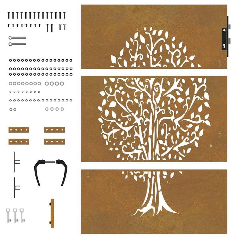 vidaXL Garden Gate Corten Steel Tree Design
