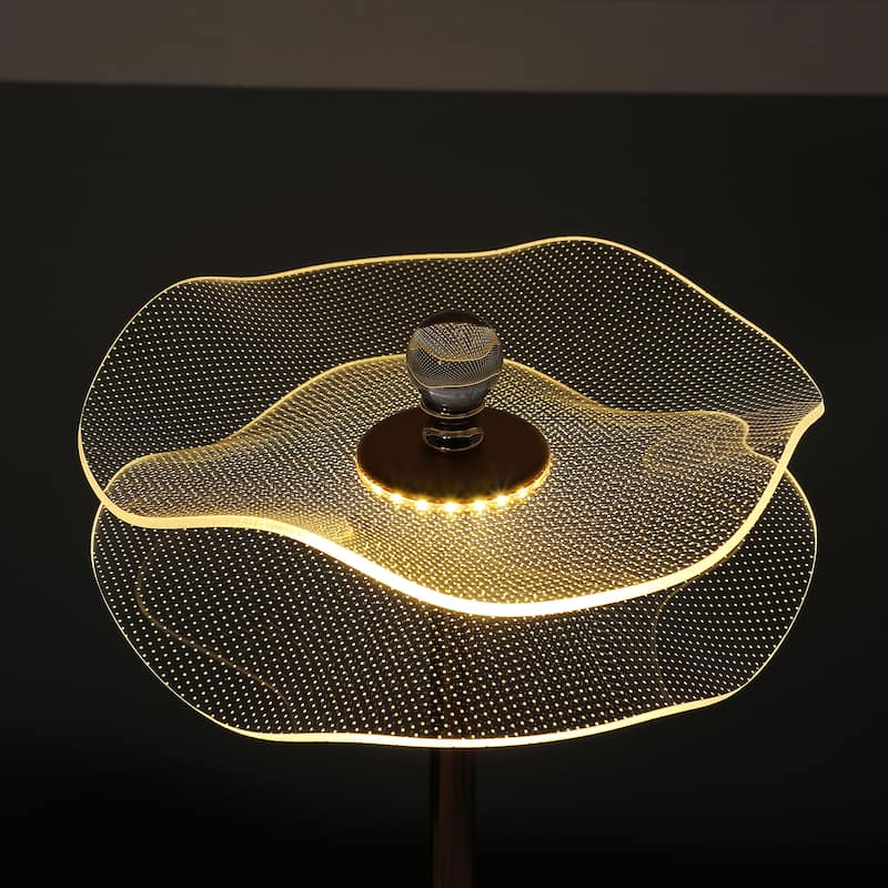 Led Acrylic Copper Gold Luminaire Table Lamp for Living Room, Nightstand Bedside Table Lamp for Bedroom, LED Lamp