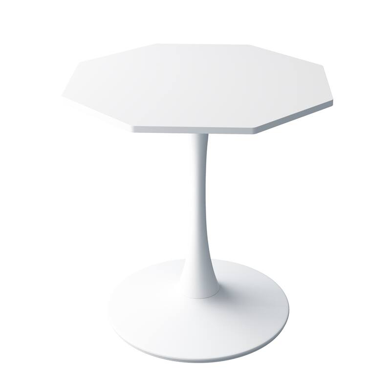 31.50"Modern Octagonal Coffee Table with MDF Table Top,Metal Base - White