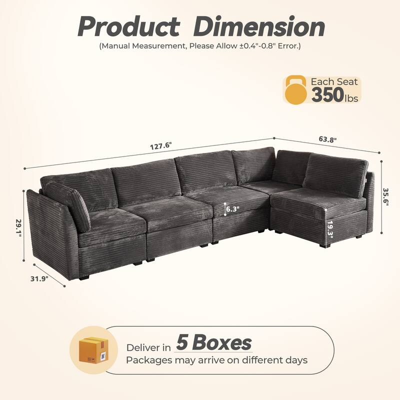 HOOOWOOO Modern Upholstery Fabric Sectional Sofa