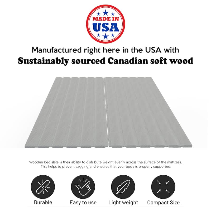 0.75" Vertical Standard Mattress Support Wooden Slats with Cover.