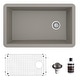 preview thumbnail 63 of 70, Karran Undermount Quartz 32 in. Single Bowl Kitchen Sink Kit Concrete