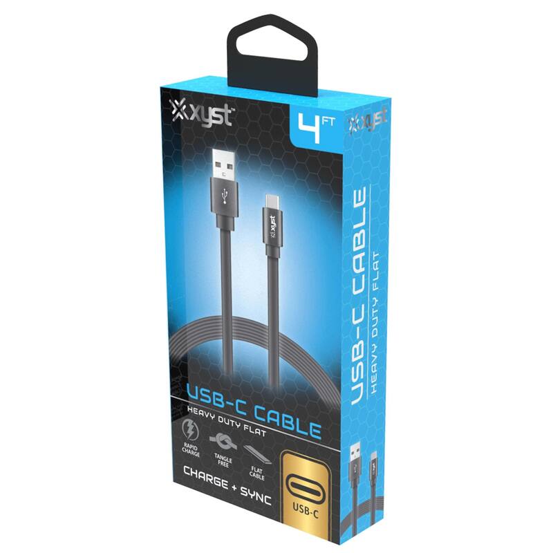 Xyst Charge and Sync USB to USB-C Flat Cable 4Ft