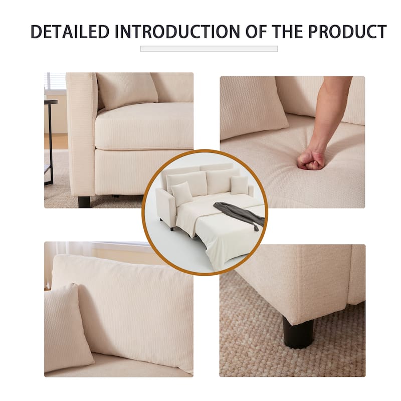 Sleeper Sofa Daybed, Pull Out Couch with Mattress, Upholstery Sectional Loveseat Convertible Sofa Bed