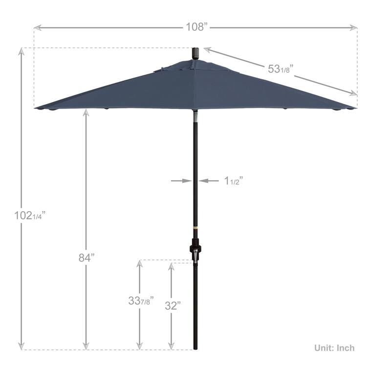 California Umbrella 9' Rd. Aluminum Patio Umbrella, Deluxe Crank Lift with Collar Tilt, Bronze Frame Finish, Pacifica Fabric