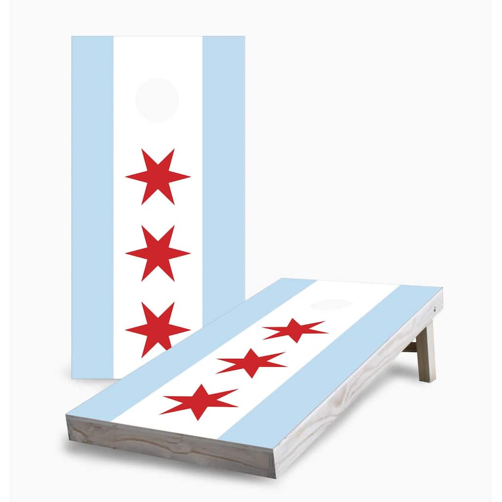 Chicago City Flag Cornhole Game (Choose Wraps or Boards)