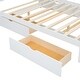 preview thumbnail 10 of 36, Queen Rattan Headboard Bed Frame with Storage Drawers and Pull-Out Trundle, Elegant Design, Durable Slat Support, White