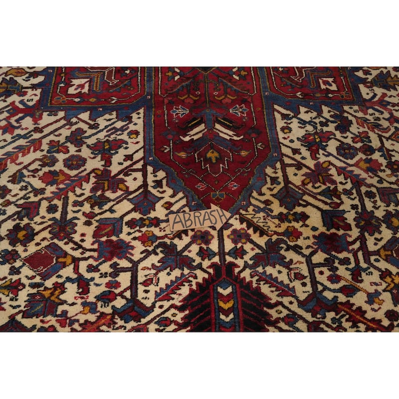 Hand Knotted Oriental 100% Wool Carpet Traditional Medallion Beige & Ivories Heriz Area Rug - 21' 3'' X 11' 5''