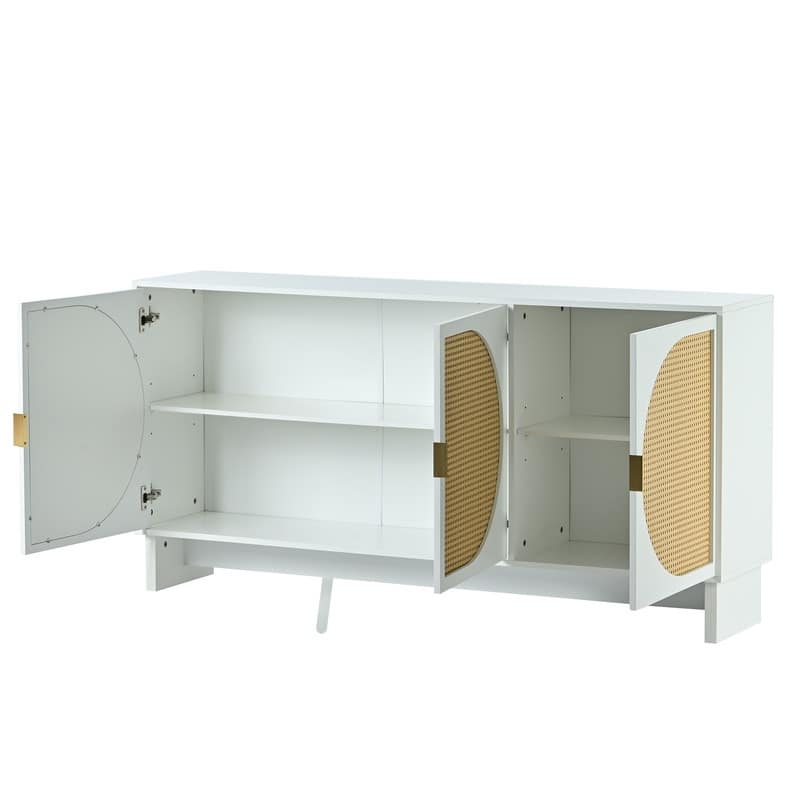 Mid Century Modern Storage Cabinet, Buffet Cabinet with Rattan Door,