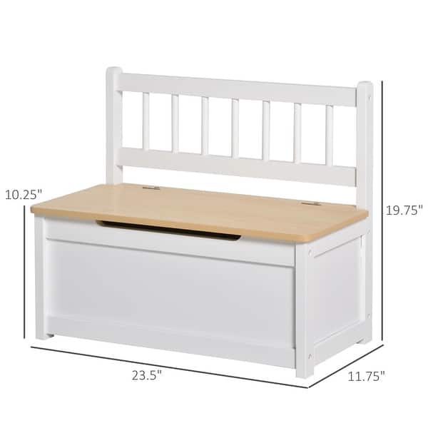 2-in-1 Kids Wooden Toy Storage Bench with Safety Pneumatic Rod