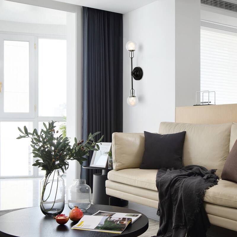 Light Society Cellini 2-Light Wall Sconce - Black/Clear