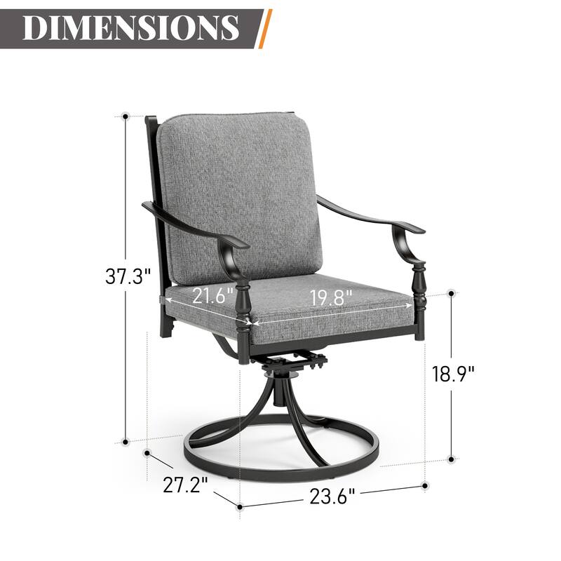 MAISON ARTS Outdoor Patio Dining Chairs Set of 2: Heavy Duty Wrought Iron (Fixed & Swivel)