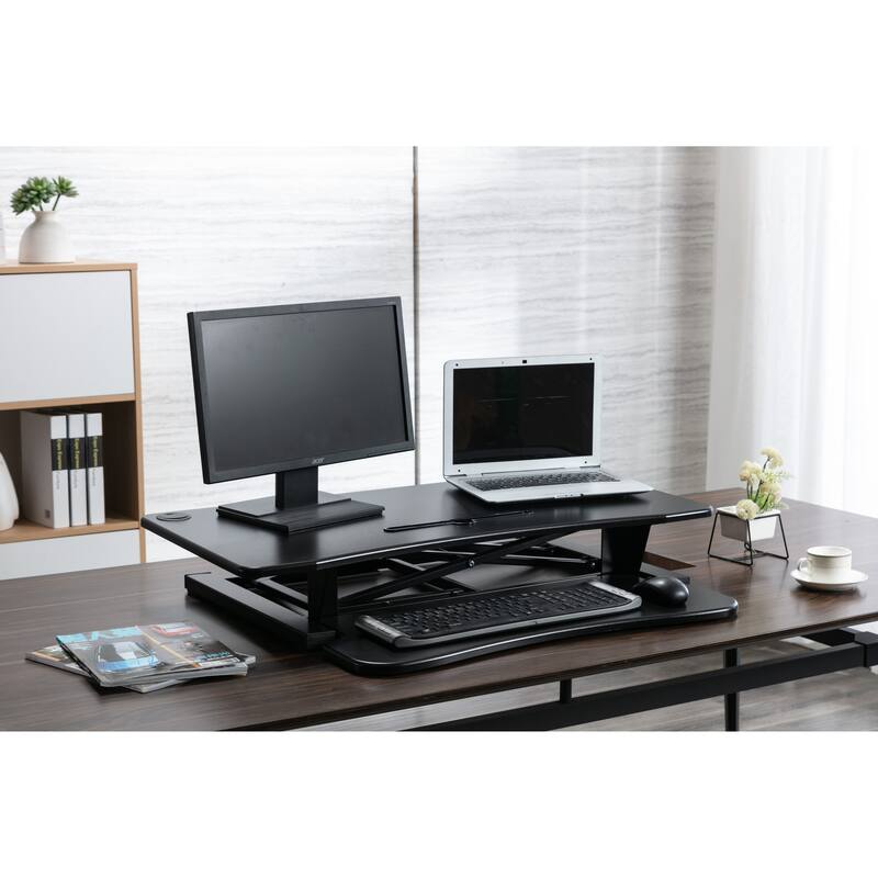 36''Adjustable Height Standing Desk Converter Wide Dual Monitor Workstation