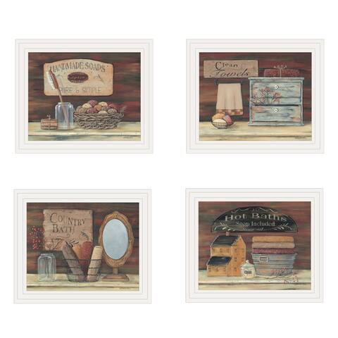 "BATHROOM COLLECTION I" 4-Piece Vignette by Pam Britton, White Frame