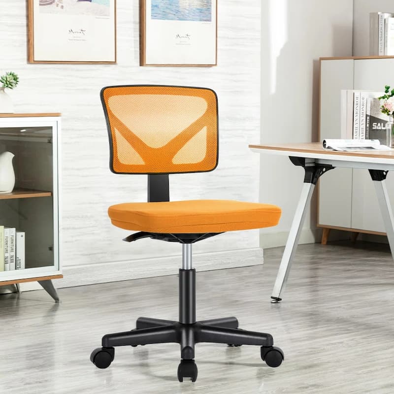 Child Armless Mesh Office Chair, Office Computer Desk Chair, Rolling Work Swivel Chairs for Home, Study, Student, Adults