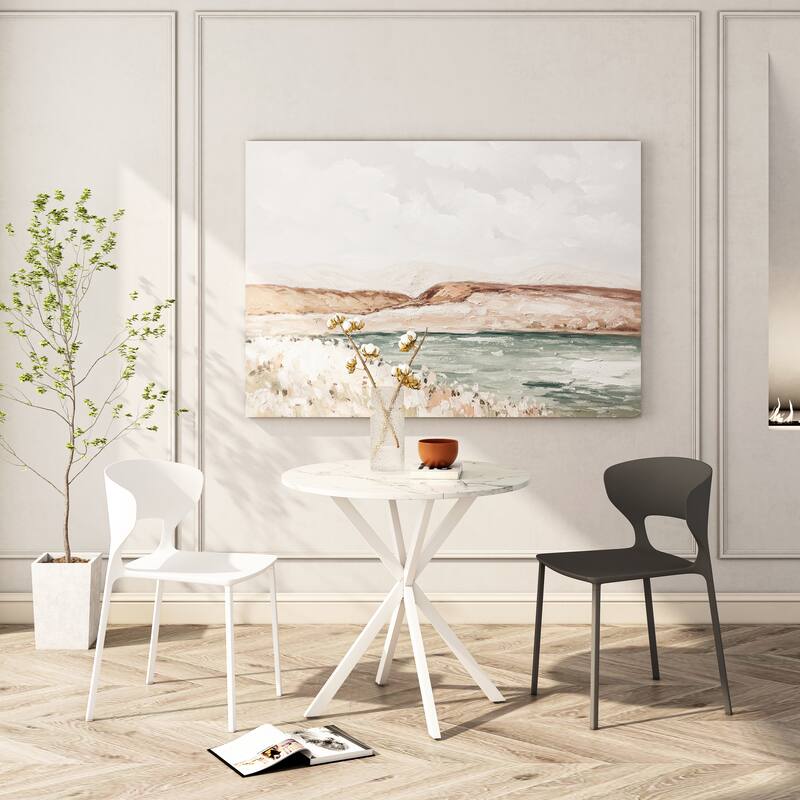 Modern Cross Leg Round Dining Table with Matte Finish Iron Legs