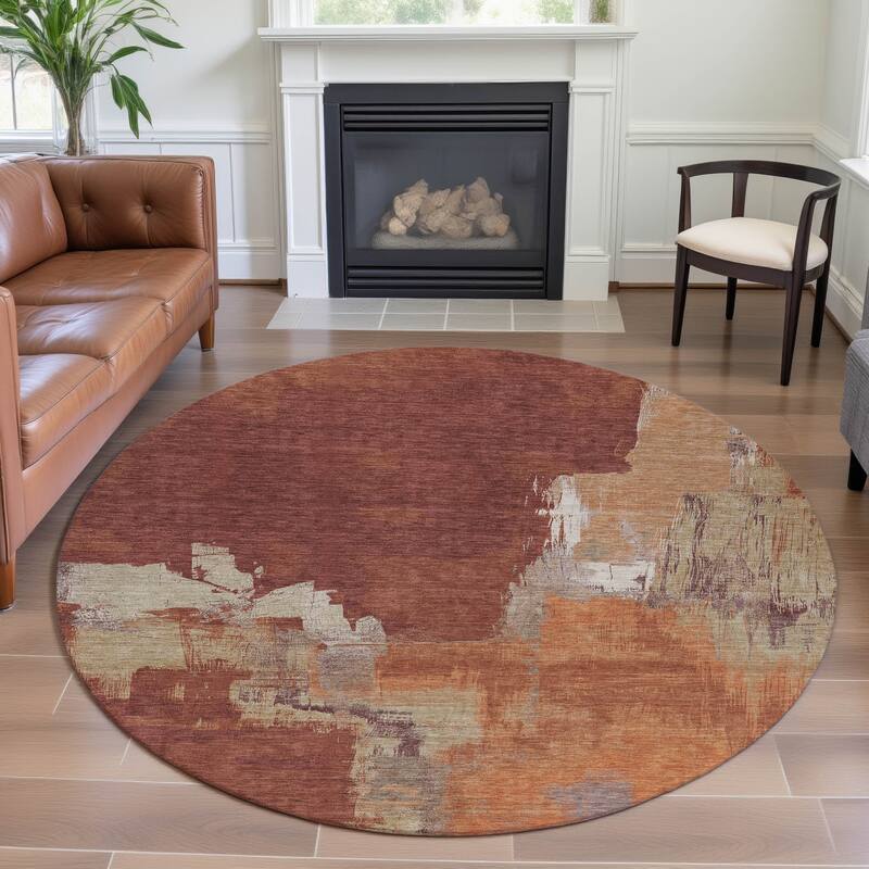 Premium Washable Super Soft Abstract Chic Mayfield Rug - Paprika - 8' x 8'