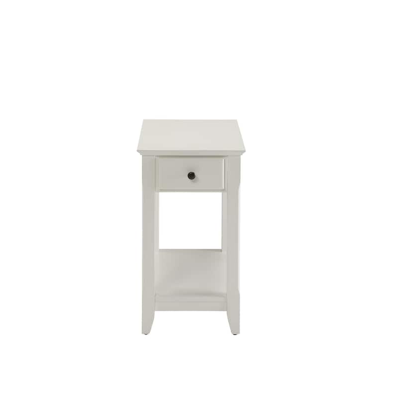 Space Saving Rectangular 23” Wooden Side End Table with Two Storage Shelve and One Drawer for Living Room - 13"L X 22"W x 23"H - White