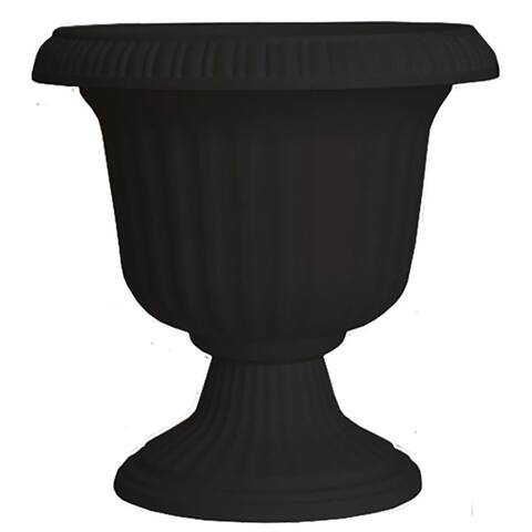 Southern Patio Large 14 In Outdoor Lightweight Resin Utopian Urn Planter, Black