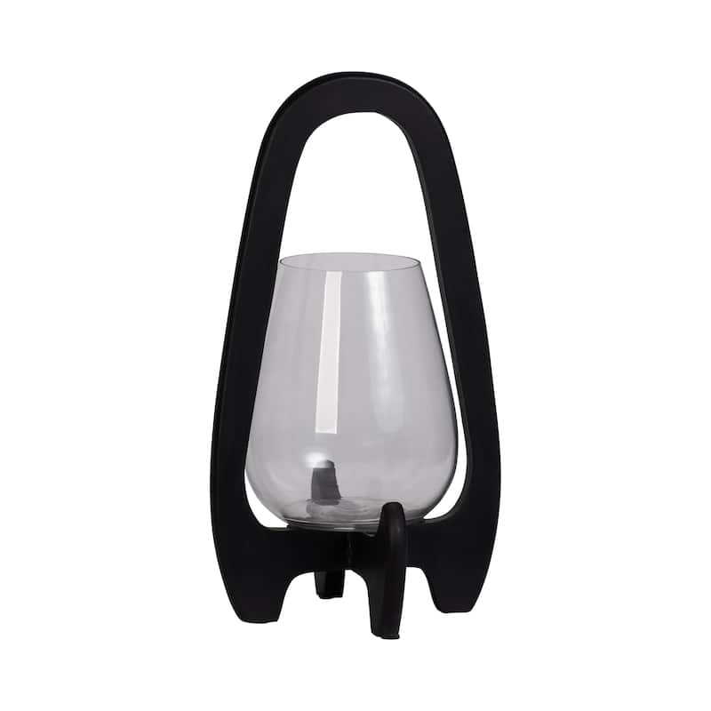 Sagebrook Home Elegant Glass Lantern with Wood Handle - Enhance Your Space - 8" x 8" x 15"